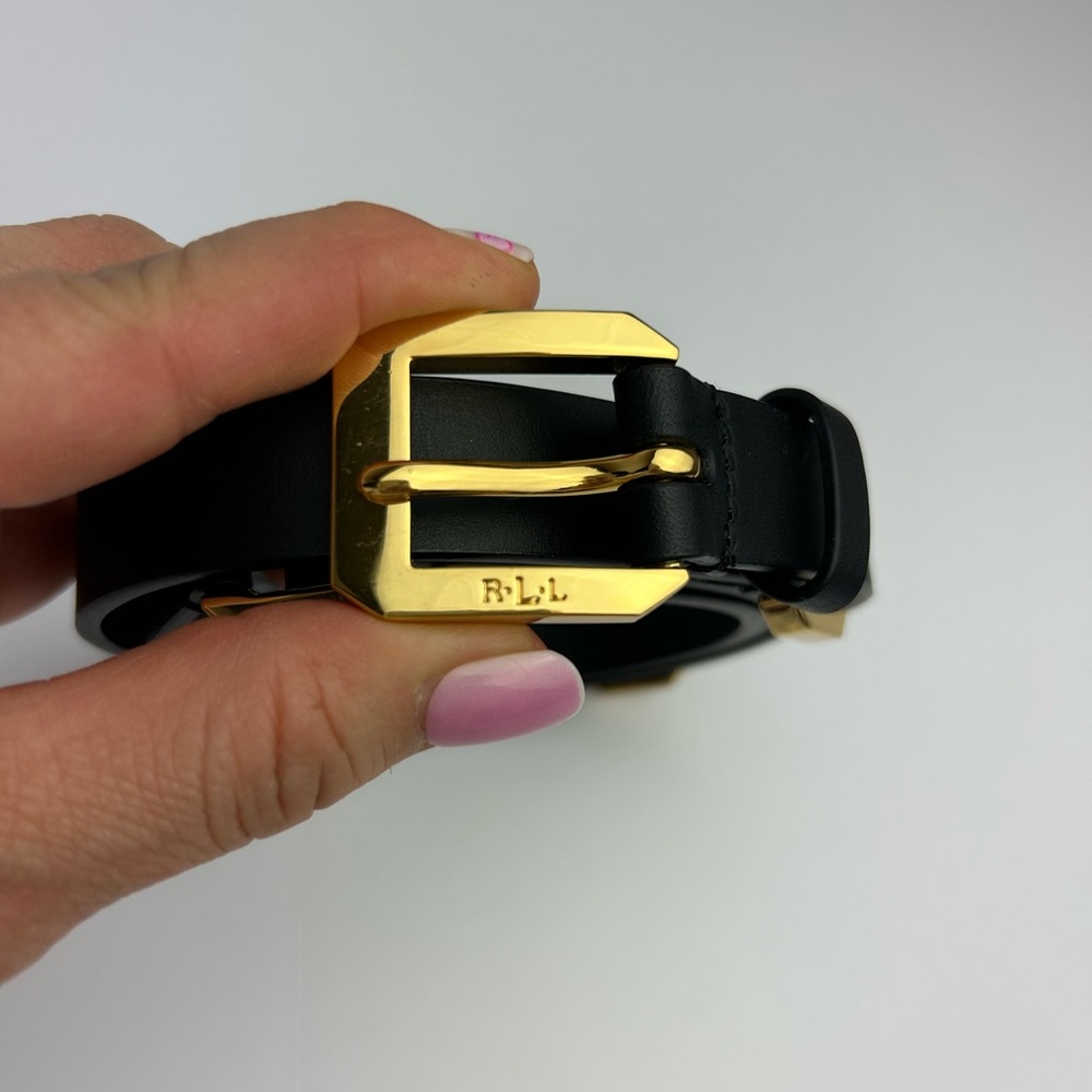 Vintage Ralph Lauren Gold Buckle Classic Designer Leather Women’s Belt